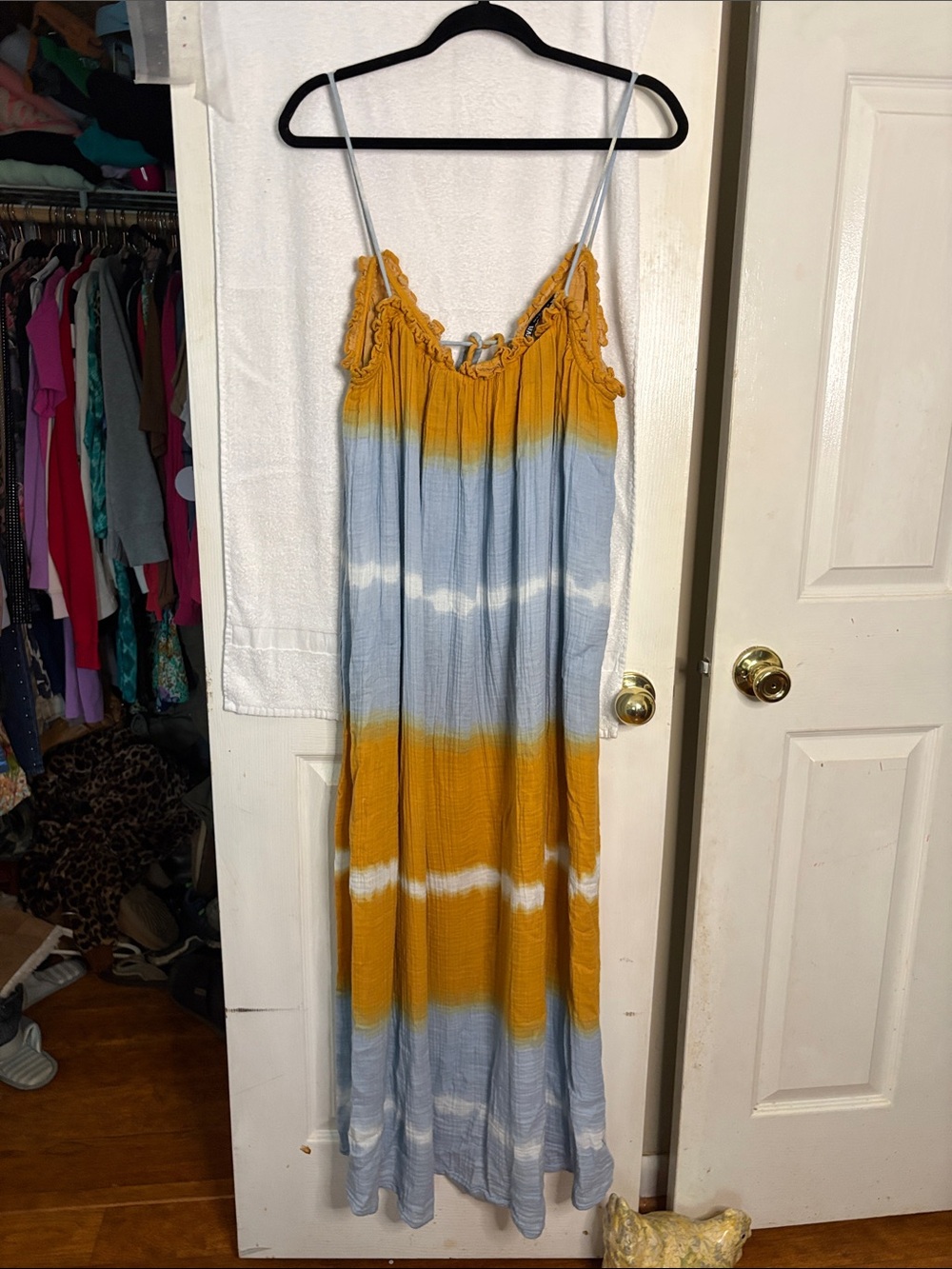 Zara Blue and Mustard Tie-Dye Maxi Dress - Picture 2 of 3